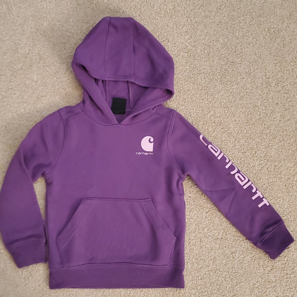 Kids Carhartt hooded sweatshirt, purple, size 5.